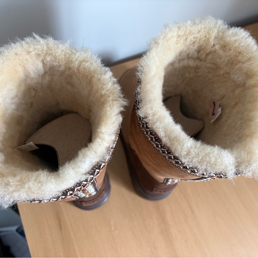 NWT UGG Women’s Chestnut Suede Shearling-Lined Mid-Calf Boots - Picture 6 of 7